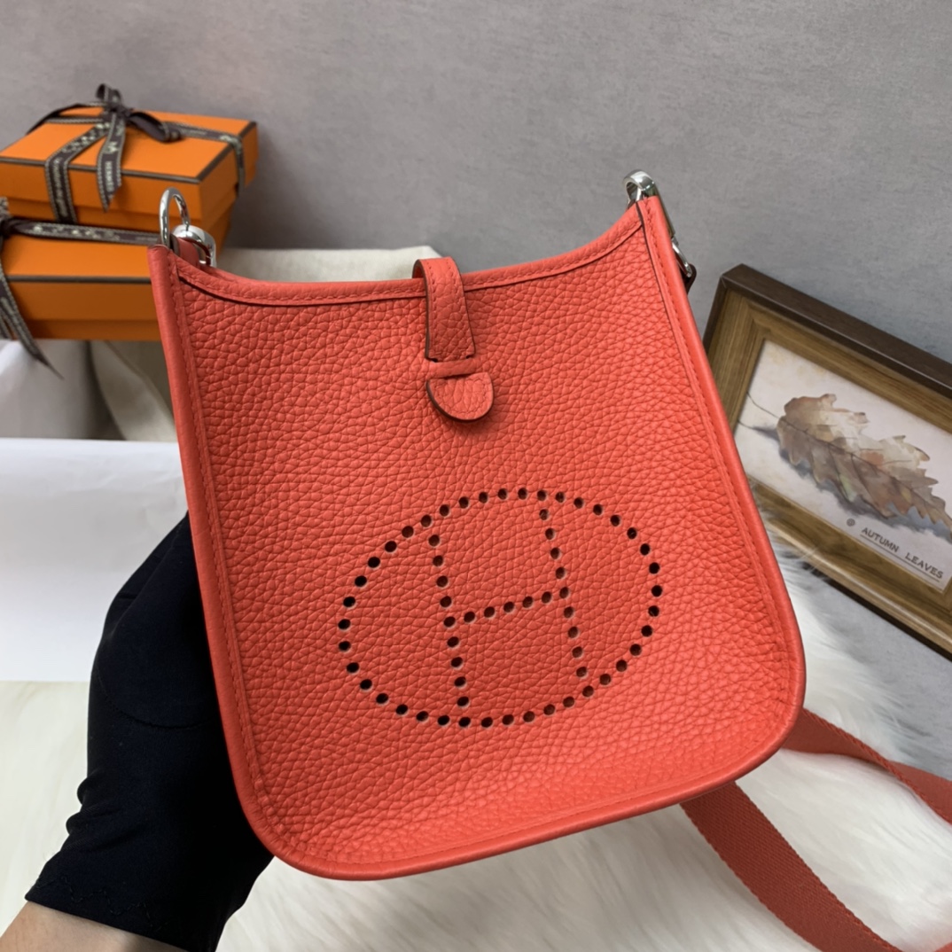 에르메스 미니 에블린16 로즈자이퍼 은장 끌레망스 가죽